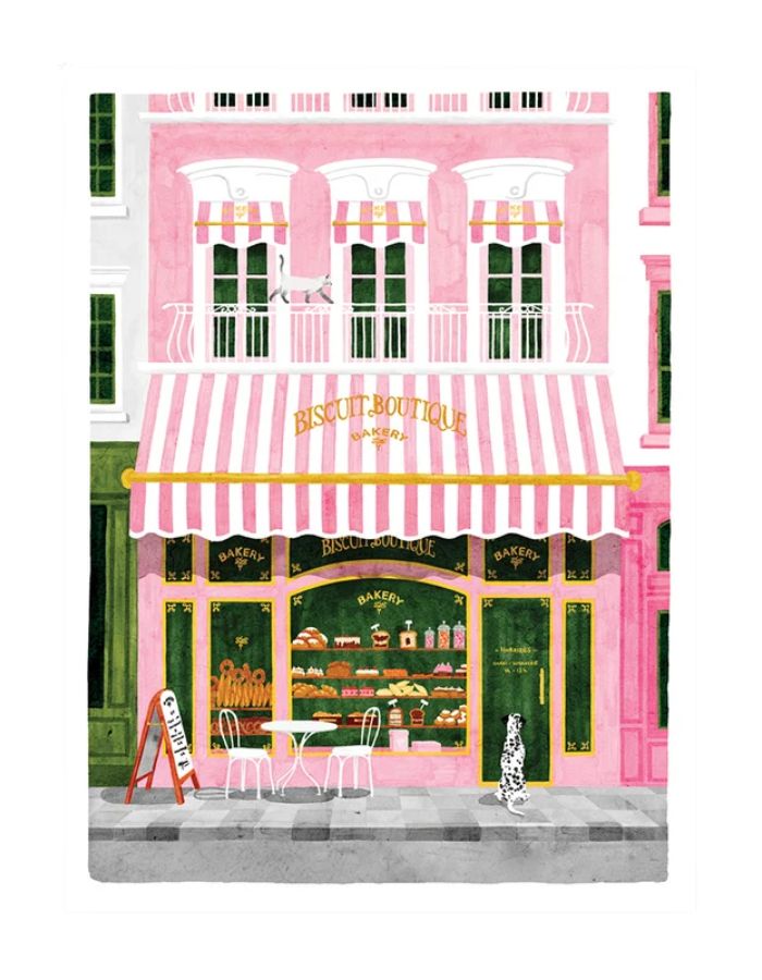 Affiche poster pink bakery boutique de patisserie rose pastel aquarelle format small marque All The Ways To Say