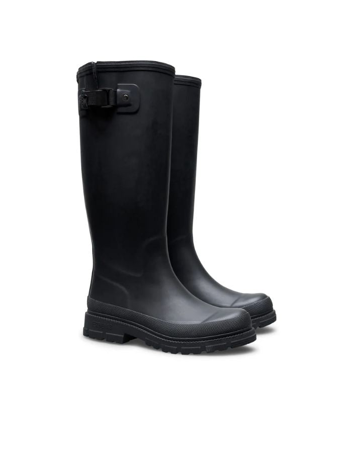 Profil des Bottes de pluie hautes lili fur smooth verbenas total black noir fourrees caoutchouc naturel