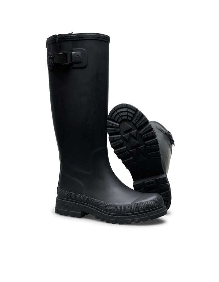 Semelles des Bottes de pluie hautes lili fur smooth verbenas total black noir fourrees caoutchouc naturel