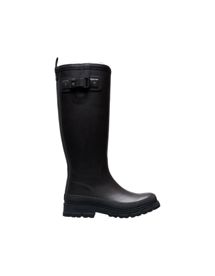 Bottes de pluie hautes lili fur smooth verbenas marron noir imprime animal fourrees caoutchouc naturel.
