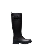Bottes de pluie hautes lili fur smooth verbenas marron noir imprime animal fourrees caoutchouc naturel.