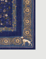 Matière de l'Echarpe bandana carree 75x75cm en laine bleu marine hartford motif fleuri licornes