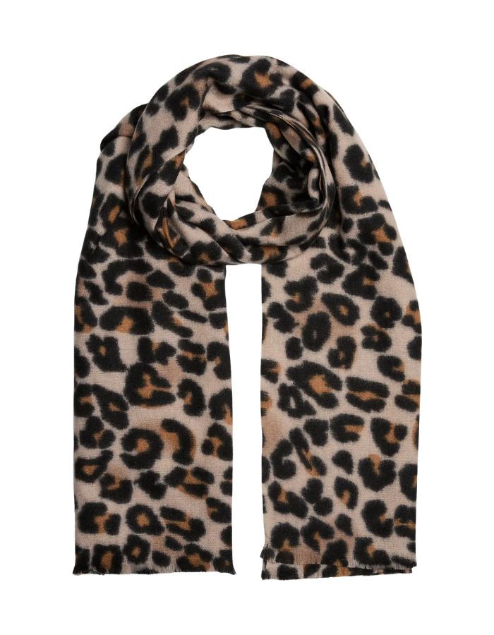 Echarpe etole longue jorna black leo pieces leopard noir gris polyester recycle