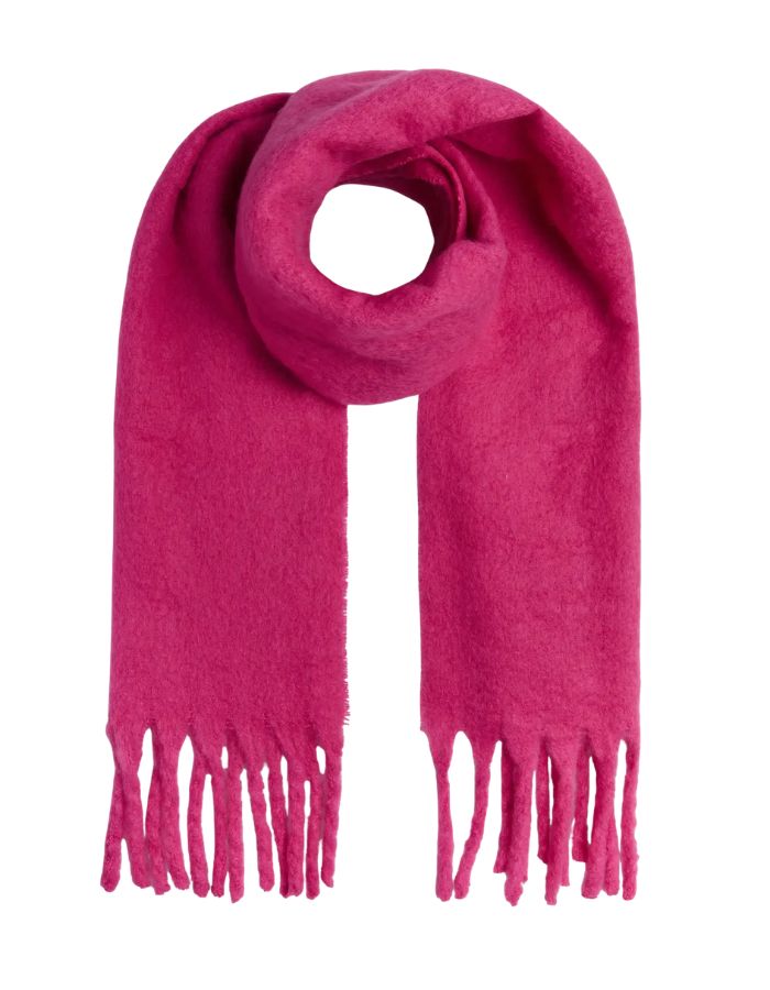 Echarpe longue nikita beetroot purple violet franges polyester recycle de la marque Pieces