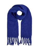 Echarpe longue nikita bleu majorelle bleu electrique franges polyester recycle de la marque Pieces