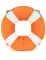 Dos de la Peluche amuseables life ring bouee de sauvetage orange et blanche 33 cm jellycat