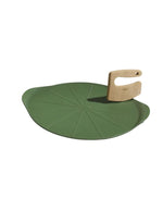 Le formidable plat a pizza vert fougere cookut 33cm en metal recycle avec coupe pizza en bois