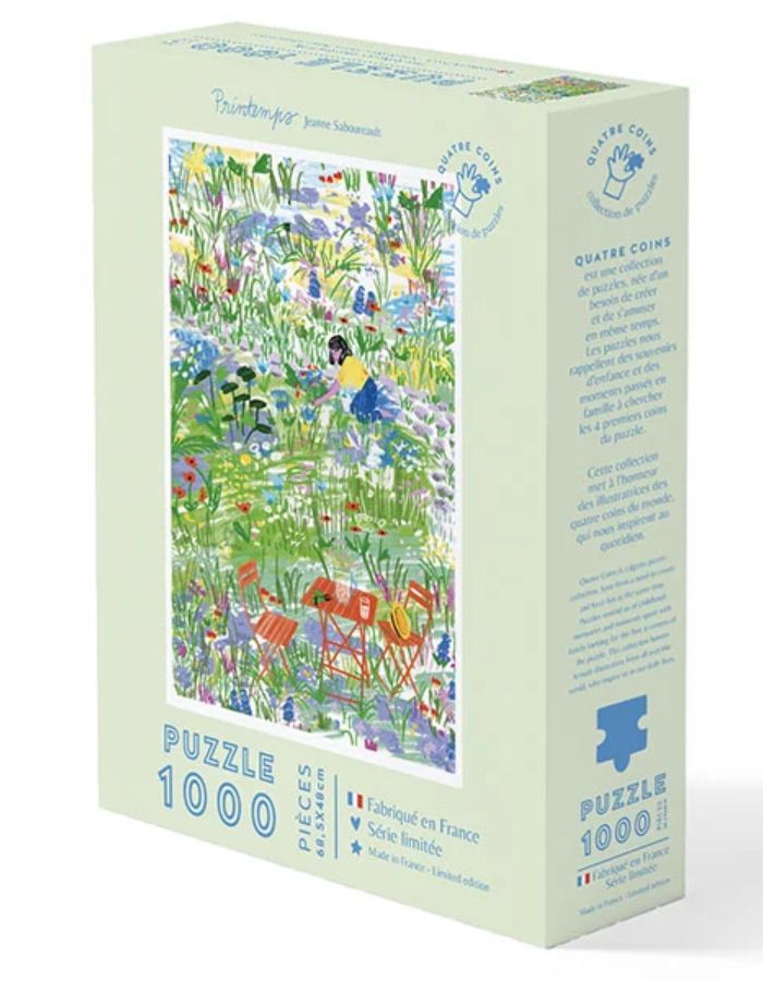 Puzzle 1000 pièces Jardin secret par Jeanne Saboureault pour La Petite Épicerie. Illustration botanique poétique fabriquée en France et certifiée FSC, format 68x48 cm.