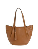 Grand sac cabas porte epaule brandy cognac alma loxwood cuir graine pompon fermeture zippee