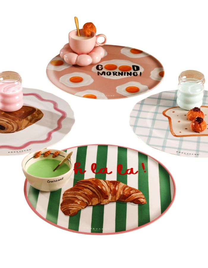 Ambiance Deco avec le Set de table vinyle podevache croissant style bistrot parisien illustration retro