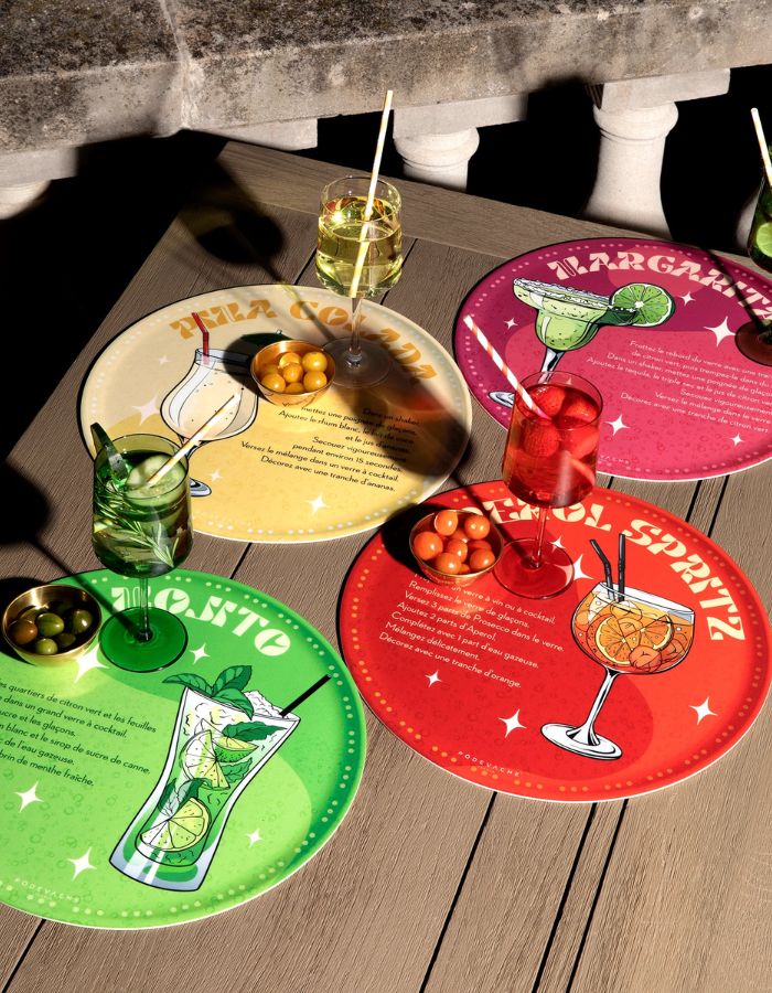 Présentation du Set de table vinyle podevache mojito motif colore festif fabrique en france
