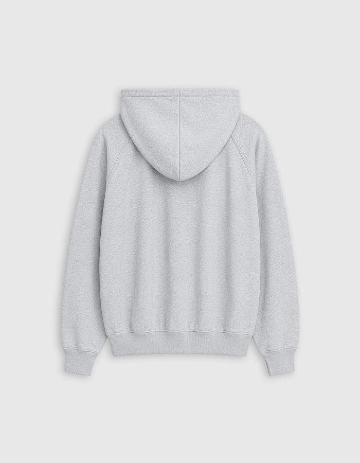 Dos du Sweat a capuche gris clair chine ice mail 100 coton molleton lourd sweet pants patch coeur rouge