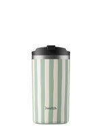 Travel mug isotherme 350ml qwetch allure matt vert tilleul rayures vert pastel inox