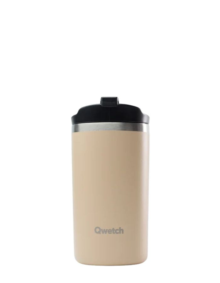Travel mug isotherme 350ml qwetch matt lin beige finition mate inox