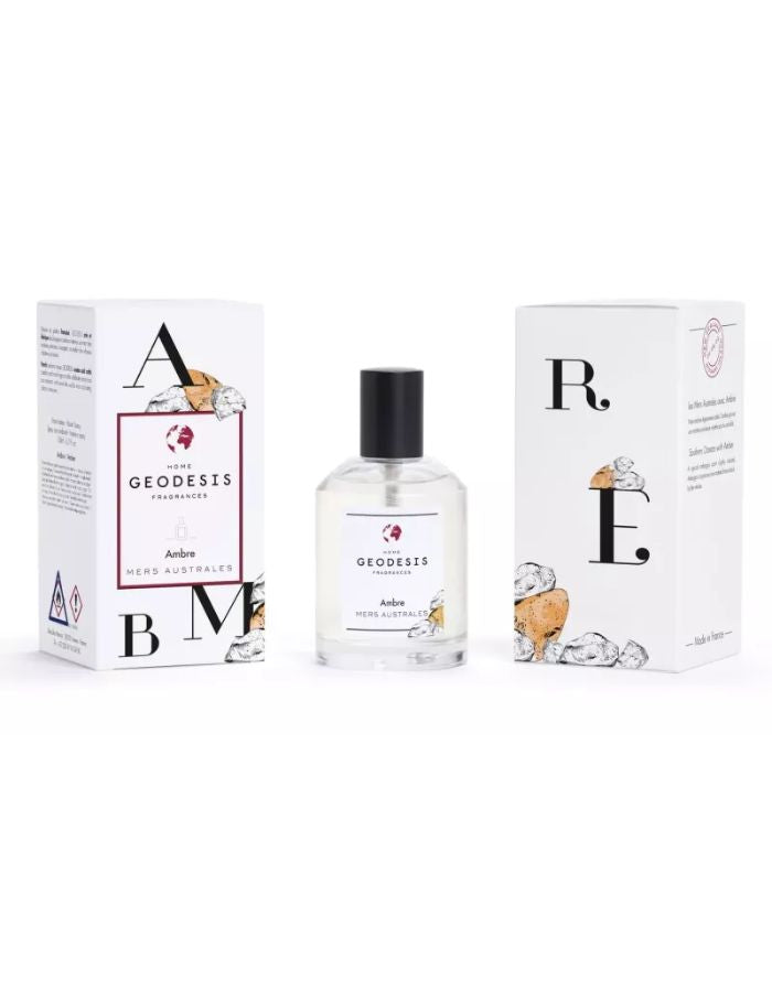 Emballage du Vaporisateur spray ambiance geodesis ambre 100ml flacon spray ambre gris iode fabrique en bretagne