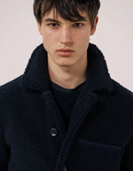 Col de la Veste homme polaire sherpa bleu marine utility hartford col montant boutons