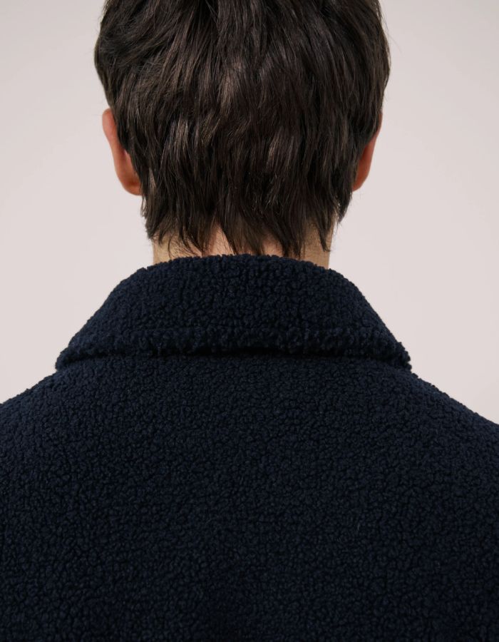 Dos de la Veste homme polaire sherpa bleu marine utility hartford col montant boutons