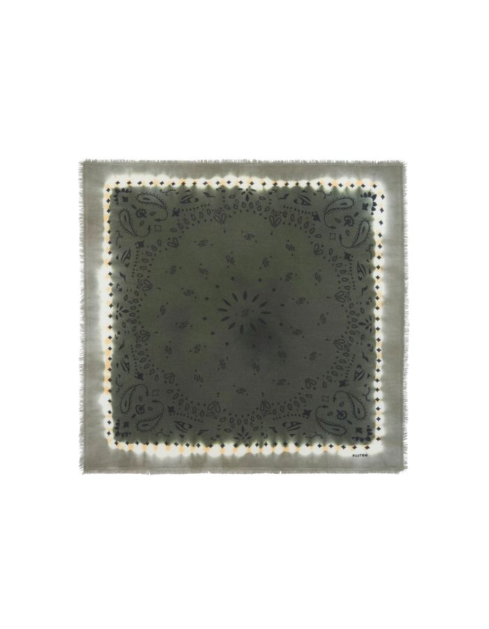 Grand Bandana cachemire Hachiko Abba Kaki Foncé Kujten