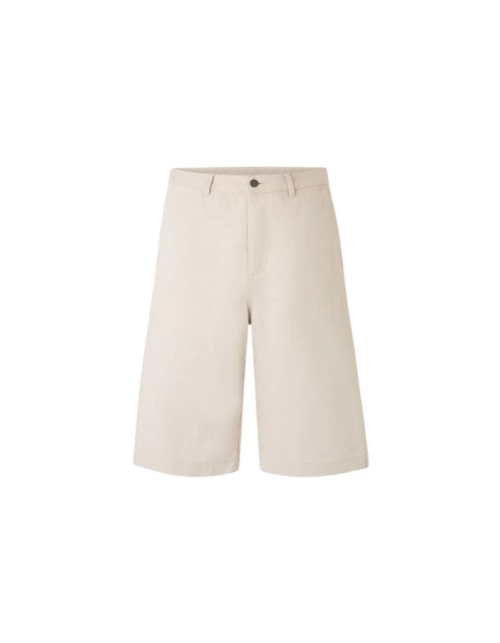 Bermuda Francis Blanc Gres Soeur en coton biologique, coupe oversize, longueur sous le genou.