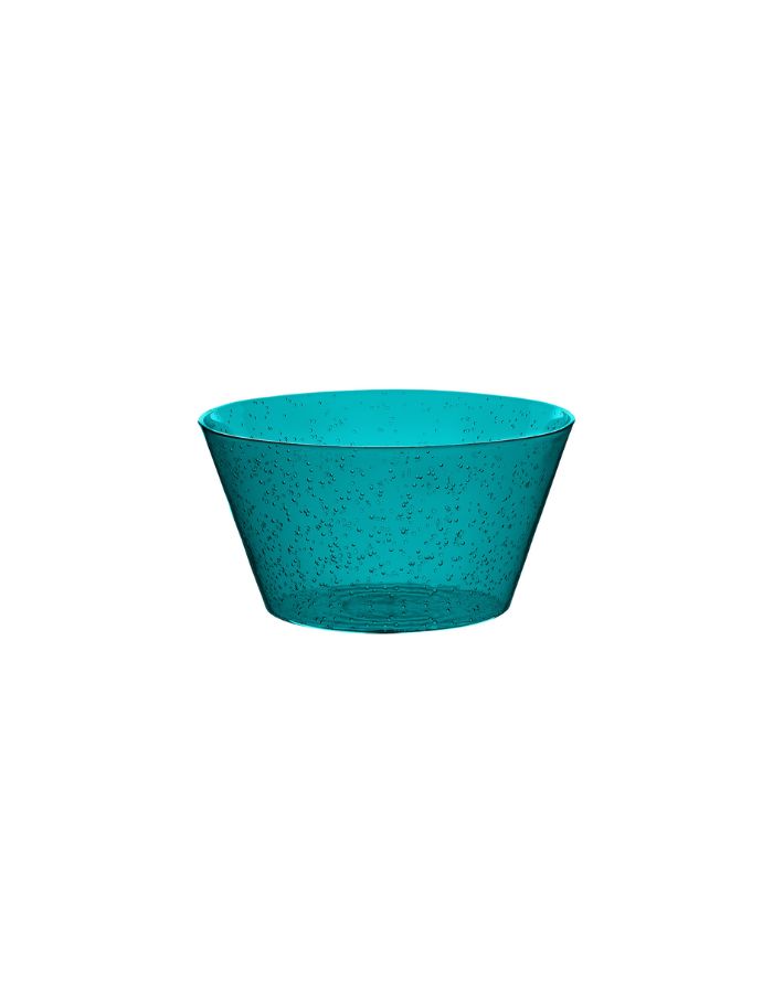 Bol moyen en plexi bleu pétrole avec bulles d'air emprisonnées, idéal pour Poké Bowls.