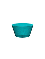 Bol moyen en plexi bleu pétrole avec bulles d'air emprisonnées, idéal pour Poké Bowls.