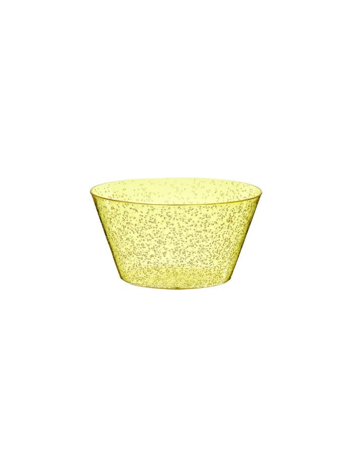 Bol moyen Memento Synth en plexi jaune vibrant avec bulles d'air, idéal pour Poké bowls.