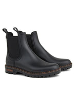 Profil des Bottines de pluie pour femme en PVC noir avec élastique latéral et semelle crantée, modèle Gaudi Countryside Noir de la marque VERBENAS.