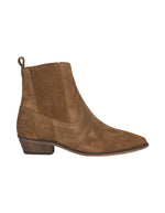 Bottines Tya Tabac Anthology Paris en daim marron, style western, talon 3,5 cm.
