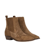 Bottines Tya Anthology Paris en daim couleur tabac, style western, talon 3,5 cm.