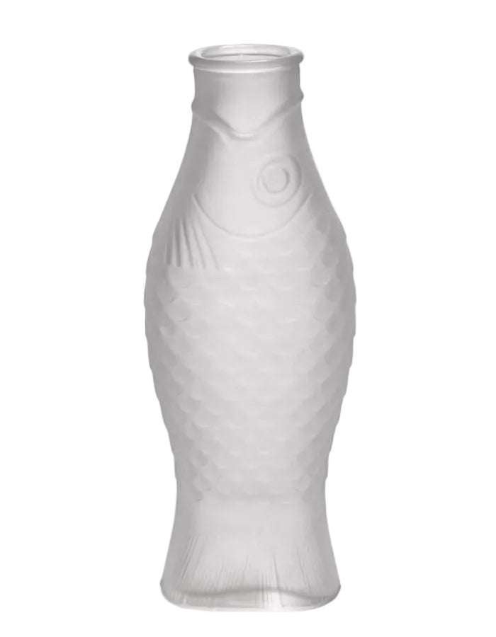 Carafe Poisson Givré Fish & Fish Serax en verre dépoli blanc, design poisson élégant.