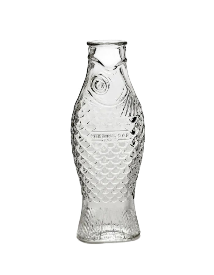 Carafe transparente en verre pressé Serax Fish & Fish, design poisson, 85 cl.