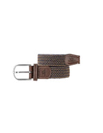 Ceinture tressée élastique multicolore Havane Billy Belt avec finitions en cuir et boucle en alliage de zinc.