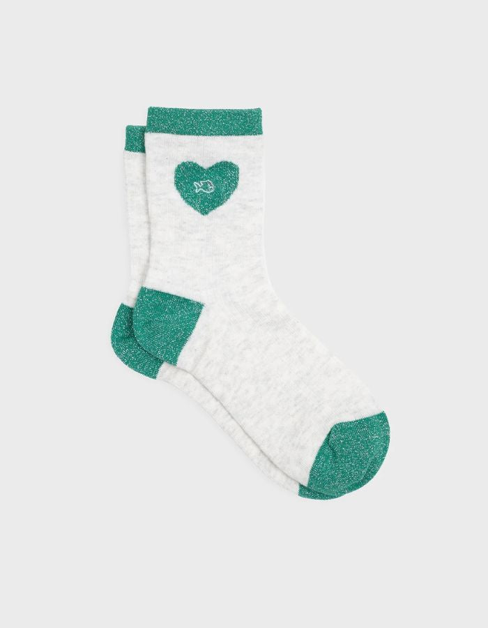 Chaussettes coeur - Blanc et vert