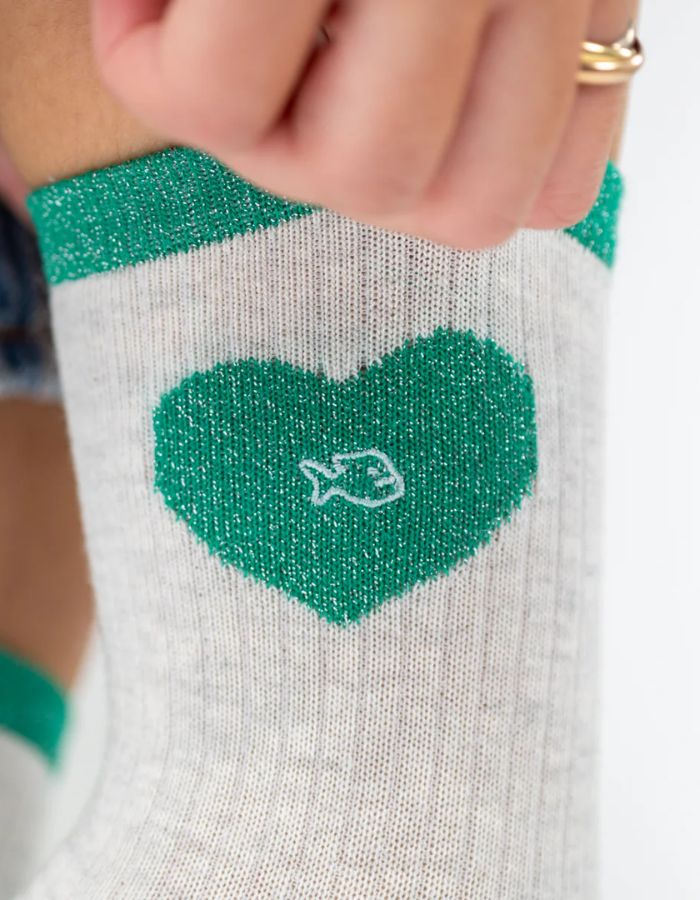 Chaussettes coeur - Blanc et vert