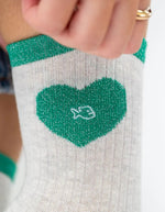 Chaussettes coeur - Blanc et vert