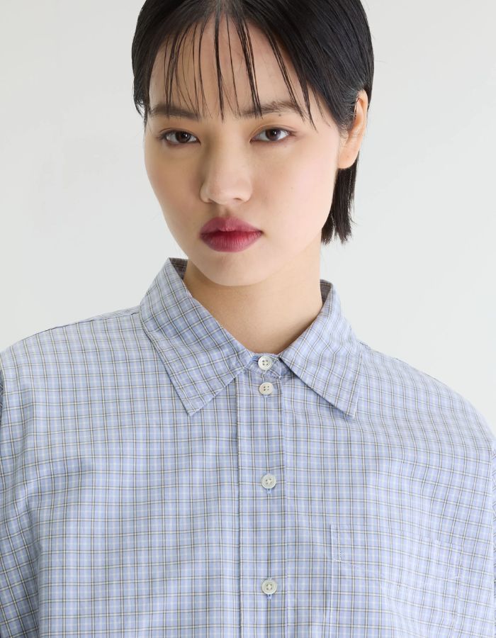 Chemise oversized Ginger Check F à carreaux bleu clair Bellerose