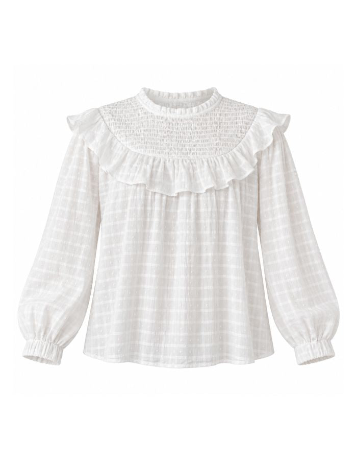 Chemise Carolina blanche à col volanté – La Comet