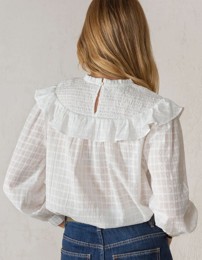 Chemise Carolina blanche à col volanté – La Comet