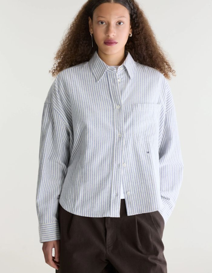Chemise Jaxie Stripe A Bellerose à rayures bleu clair et blanches