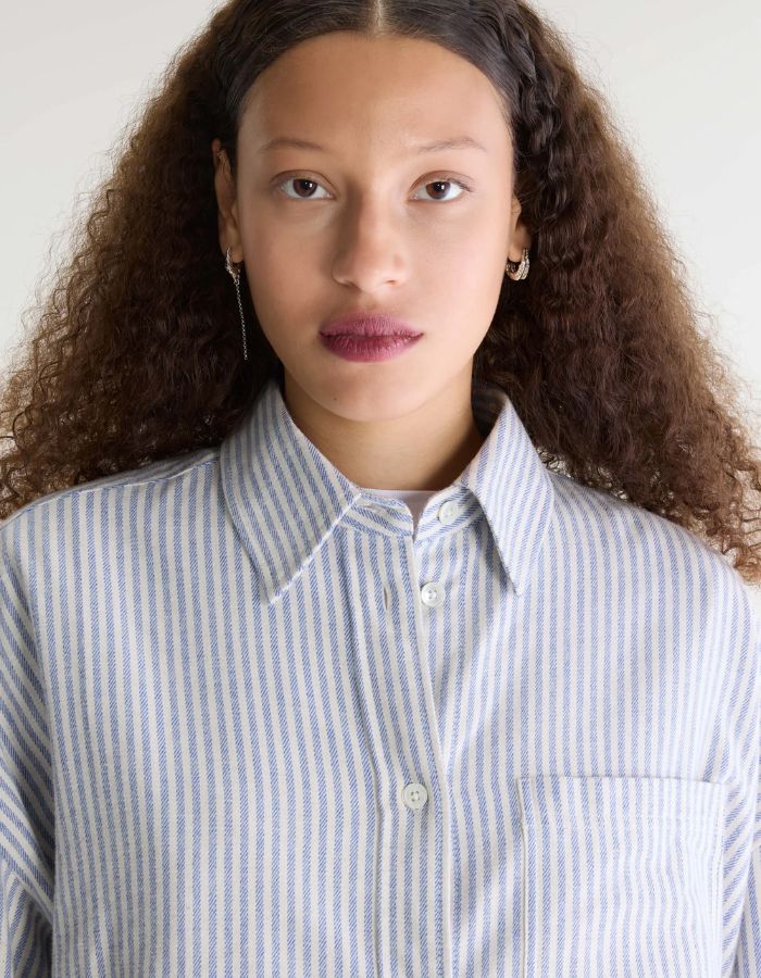 Chemise Jaxie Stripe A Bellerose à rayures bleu clair et blanches