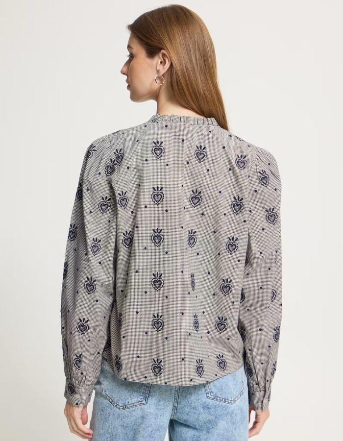 Chemise Iheloza Birch à carreaux brodés ICHI vue de face