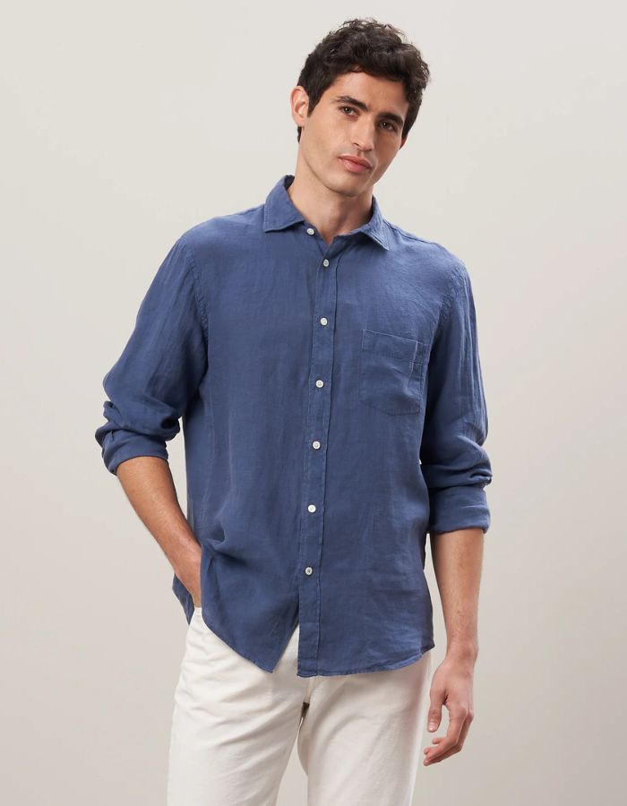 Chemise en Lin Bleu Cobalt Paul