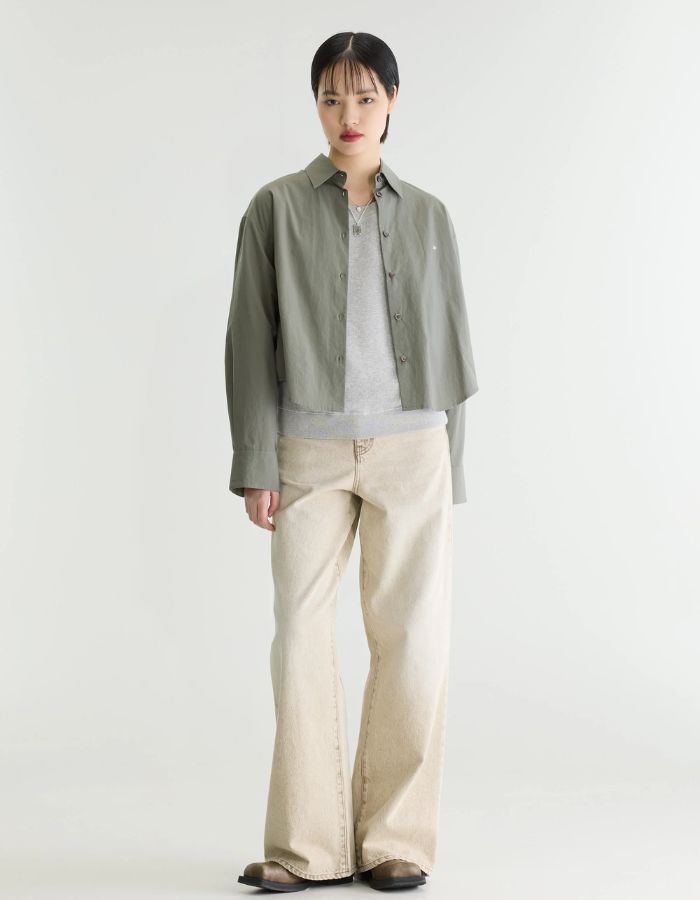 Chemise Johan Oxyd Grey vert sauge en coton pour femme Bellerose