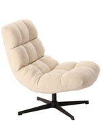 Autre vue de profil du Fauteuil de salon écur en tissu avec pieds en métal, assise large de 78 cm et dossier haut de 93 cm, modèle Montclar