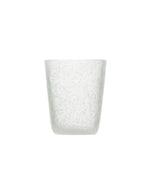 Gobelet en verre soufflé blanc transparent Memento Originale avec bulles artisanales.