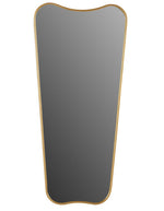 Grand miroir surpieds asymétrique à silhouette incurvée d'inspiration rétro avec cadre en métal doré