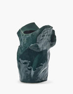 Dos du Grand vase en céramique vert foncé brillante sculpté en forme de hibou grand format 30cm avec motifs peints à la main collection Marni