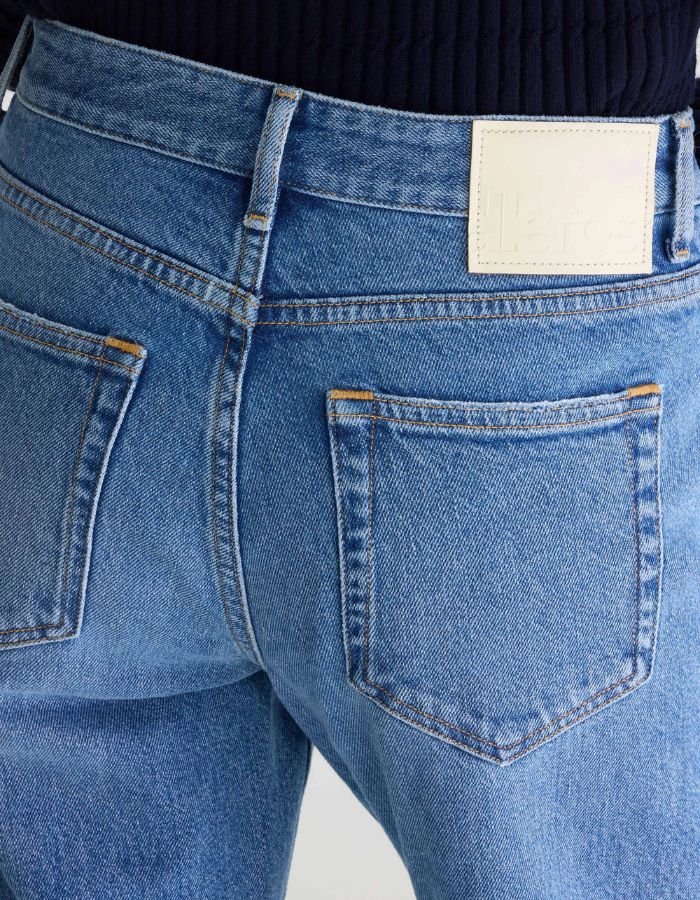 Jean droit Kia Used Medium Blue Bellerose en denim bleu délavé