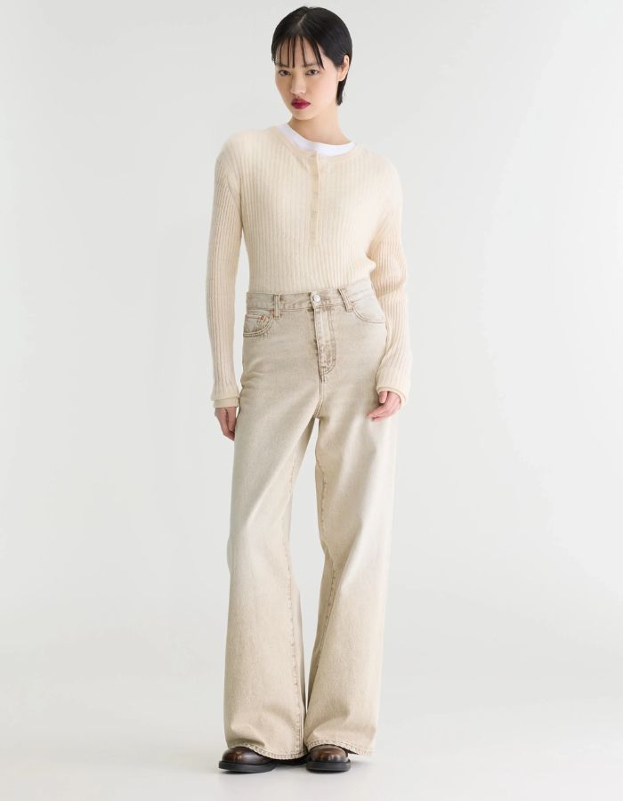 Jean large Parthe Beige Snow Bellerose en denim beige délavé