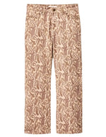 Jean Tooty Ecru Ba&sh en coton biologique, coupe droite avec motif cachemire marron clair.